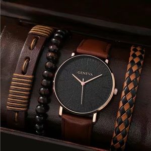 4 PCS Men’s Watch  and Bracelet Set